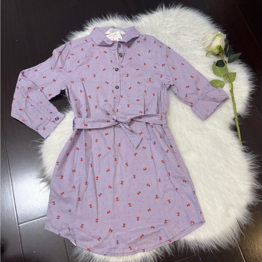 H&M Lavender Dress with Red Floral Accents